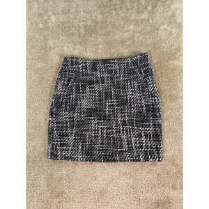 INC International Concepts Mini Skirt Sz 4 Black Tweed Wool Blend Cocktail D985